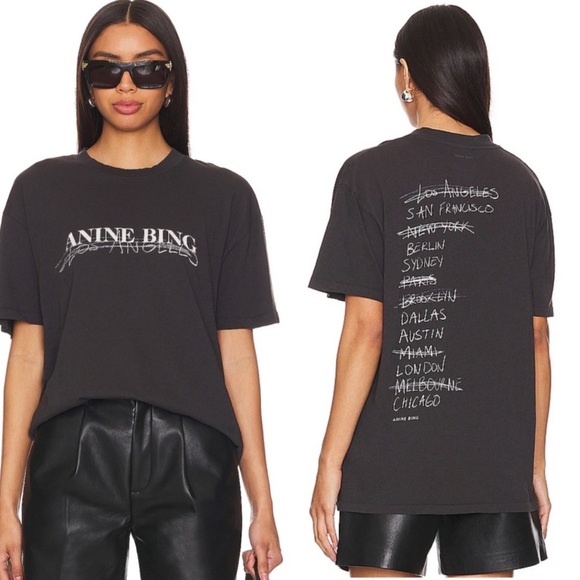 Anine Bing Tops - Anine Bing Walker Doodle Graphic Tee